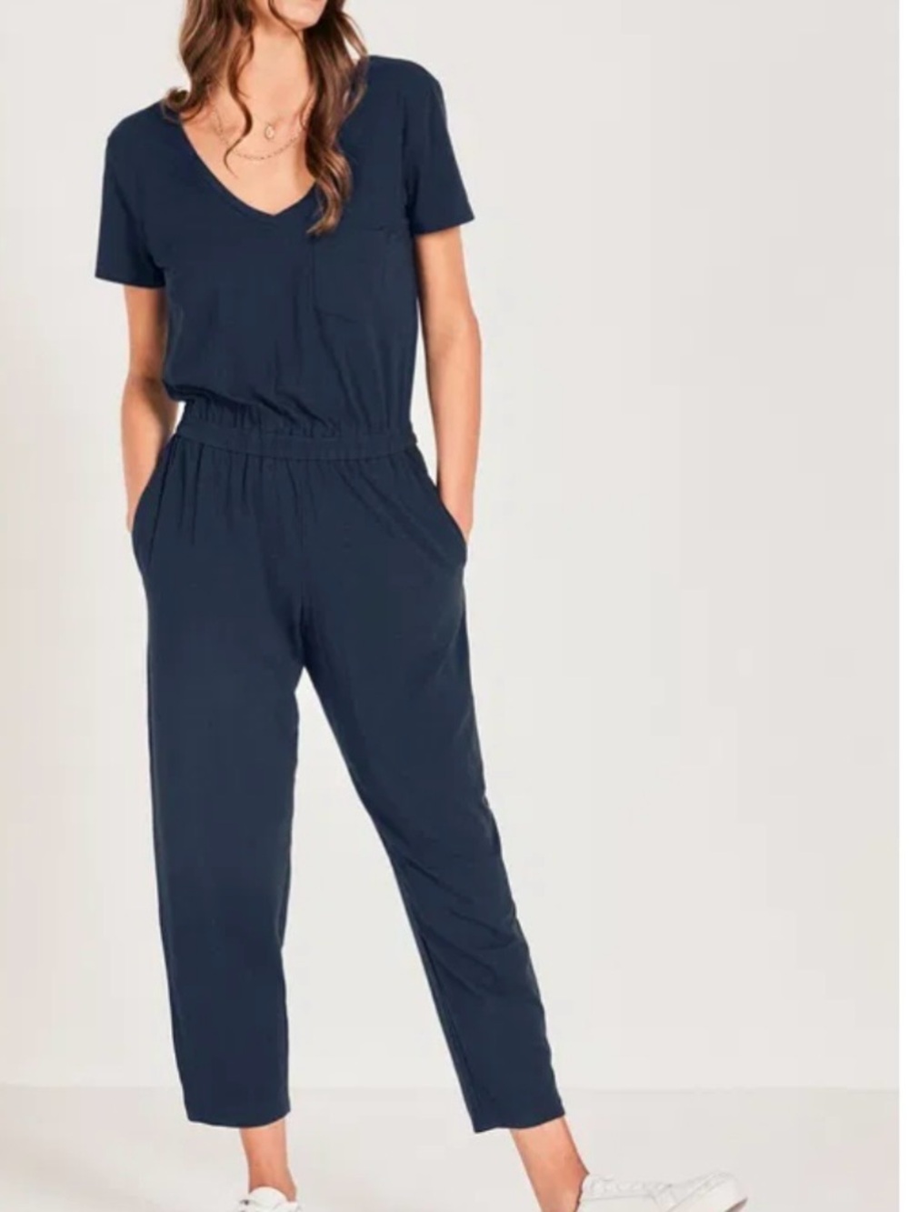 HUSH V-Neck Black Jersey Jumpsuit